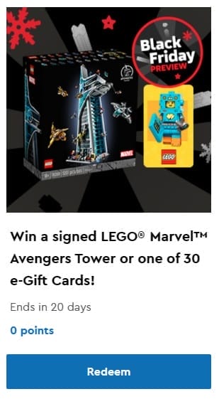 lego-november-2023-sweepstake-at-insiders-center:-signed-copy-18+-lego-marvel-avengers-tower-or-$100-e-gift-cards-(free-to-enter)